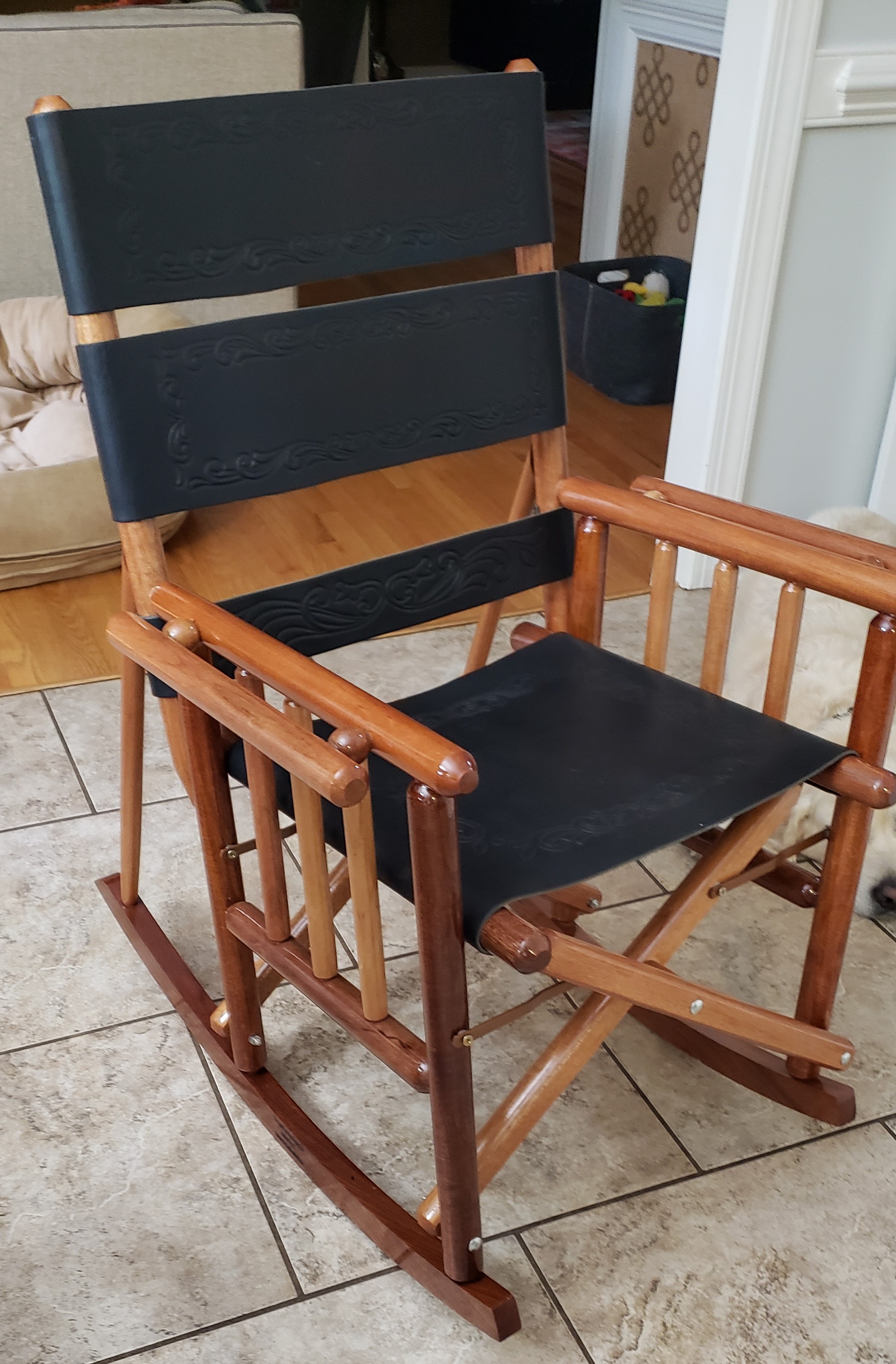 Black Leather Rocking Chair