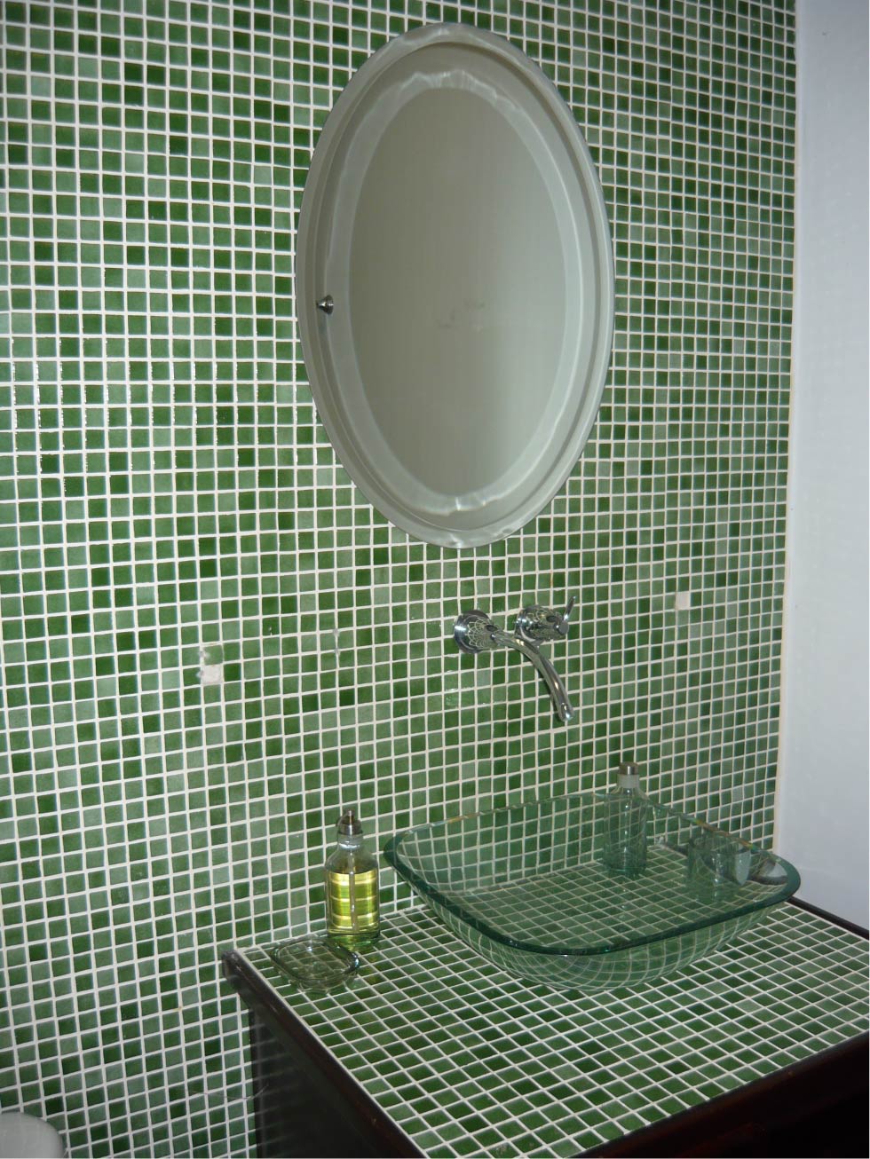 Modern style restrooms.