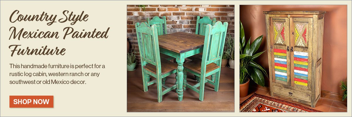 Mexican rustic furniture: pine, mesquite, and painted wood pieces
