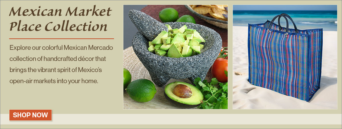 Molcajetes - Wooden Bowls Mexican Market Bags and OilCloth Totes 