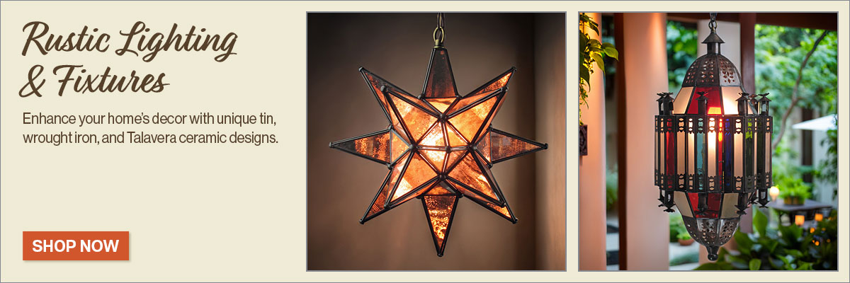 Mexican iron and tin lamps, starlights and sconces