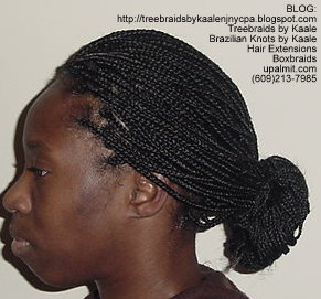 Boxbraids with Bun- Left.