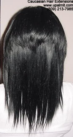 Caucasian hair extensions added for length and volume