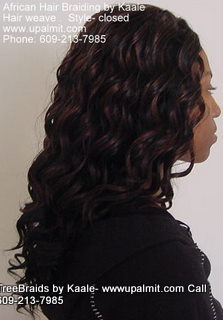Hair weaves hair extensions- side view closed part.
