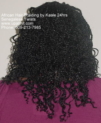 Long, curly kinky twists- back view.