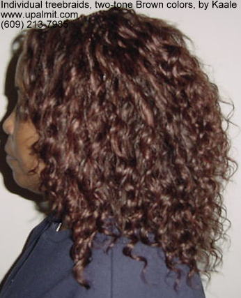Individual treebraids with wavy hair, left side.