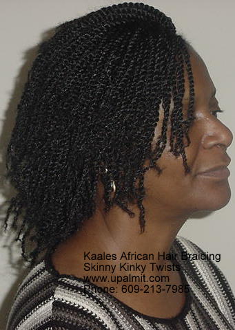 Skinny, short kinky twists Kaales African hair braiding.