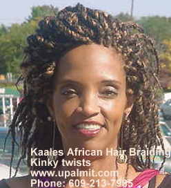 Kinky twist Kaales African hair braiding.