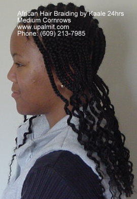 Medium cornrows, side view by Kaale.