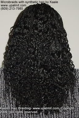 Microbraids with synthetic hair- back view 4.