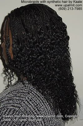 Microbraids with synthetic hair- side view 2.
