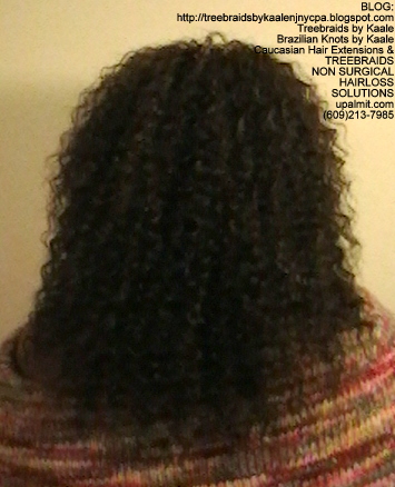 Tree Braids- Cornrows with fluffy Kinky Curly human hair Back.