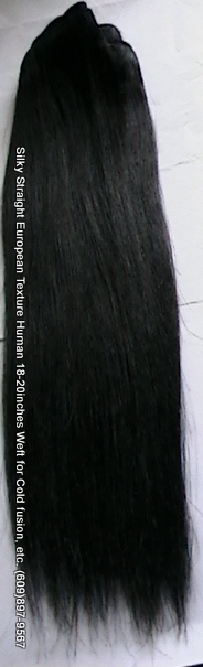 Silky straight European human hair extensions, color: Black 60inches.