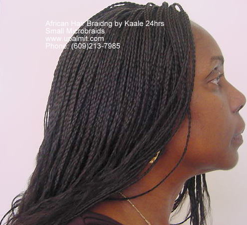 Small microbraids before styling as inverted braid.