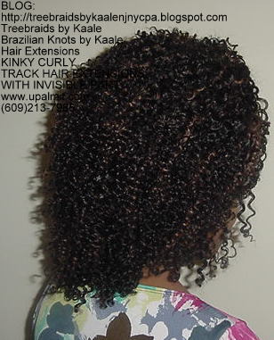 Full track hair extensions with kinky curly hair and invisible part, Right52.