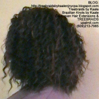 Tree Braids by Kaale, individual treebraids with curly deep bulk hair Left.