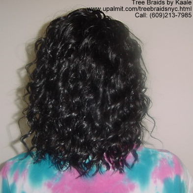 Summer, vacation, and beach wet and wavy Tree Braids- back view.