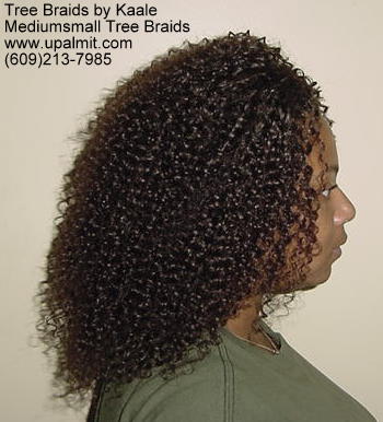 Summer, vacation, and beach Kinky curly Tree Braids- right view.