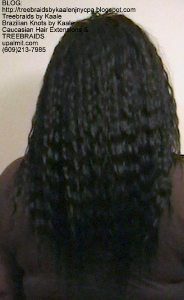 Tree Braids- Cornrows with Kaale brand loose Wet n Wavy human hair, Long Back2387.