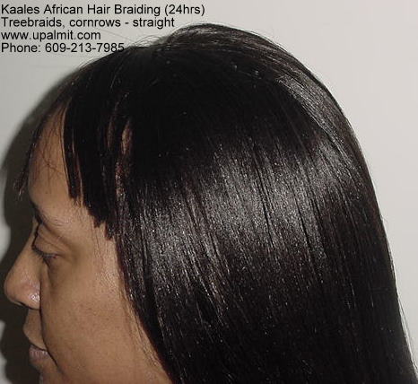 Treebraids cornrows with straight hair by Kaale's 24hr braiding service (609) 606-2893.