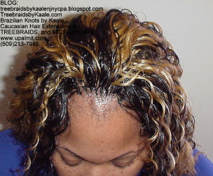 Tree Braids by Kaale- cornrow treebraids with blonde streaked hair Top view.