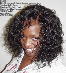 Tree Braids by Kaale- remy hair used for these cornrow treebraids with curly hair, front.