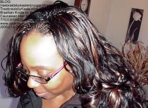 Tree Braids by Kaale- Cornrow treebraids with loose deep hair Left.