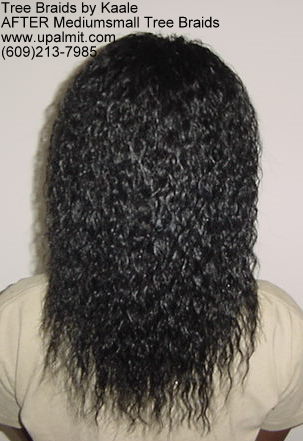 Wavy and curly tree braids- back veiw.