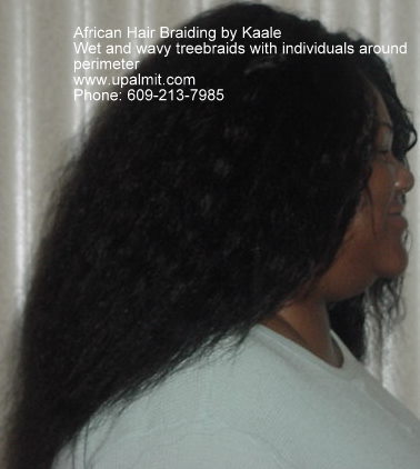 Treebraids with 22 inch long wet and wavy human hair and invisible part.