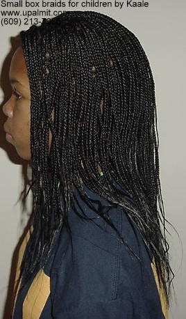 Box braids, small- children's box braids styles, side view.