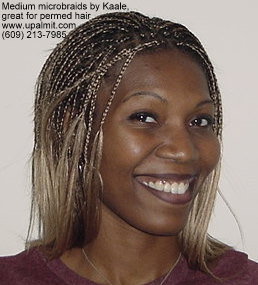 Medium microbraids styles, great for chemically relaxed or permed hair.