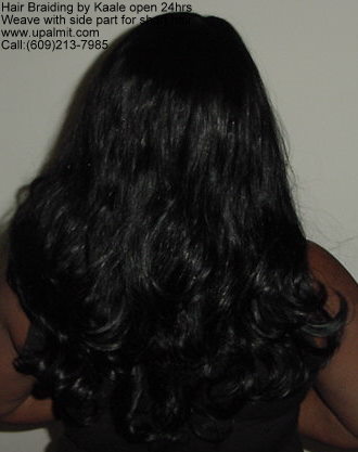 Sewin weave, hair extensions with side part for very short hair.