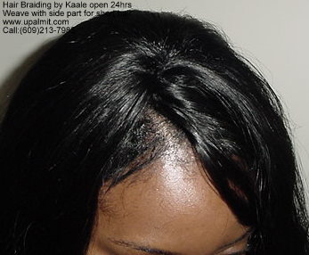 Sewin weave, hair extensions with side part for very short hair.