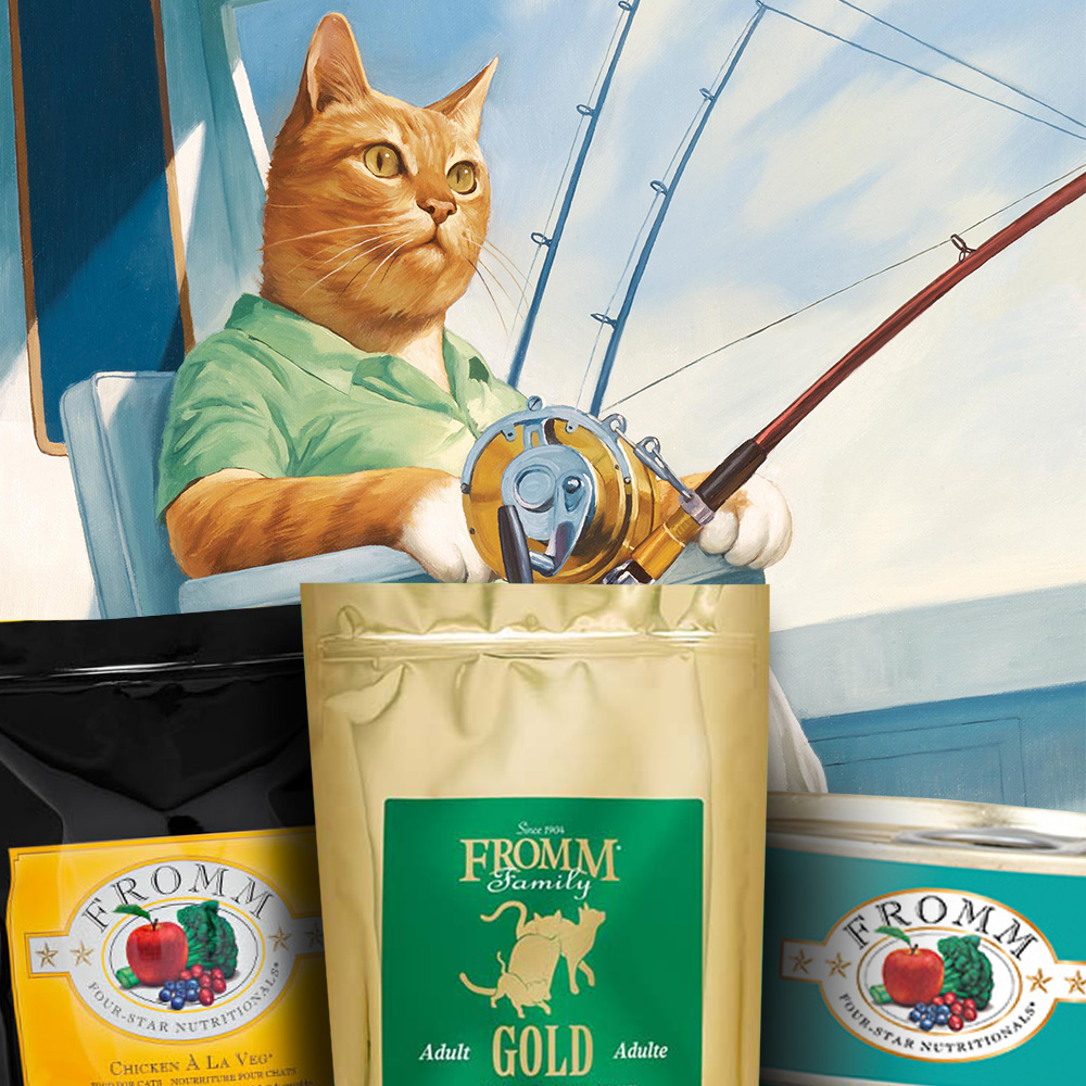 Cat fishing and cat food