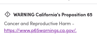 California Prop 65 Warning
