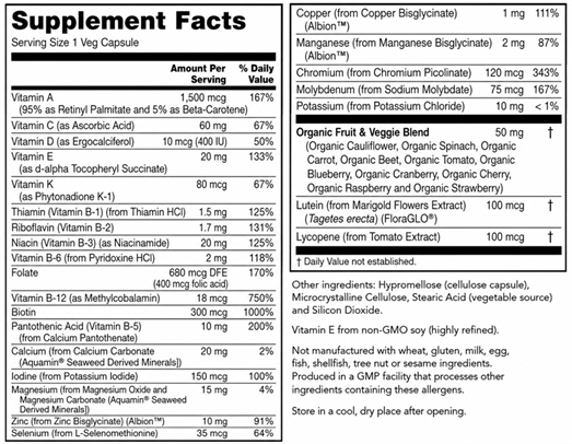 Body Boost Supplement Label
