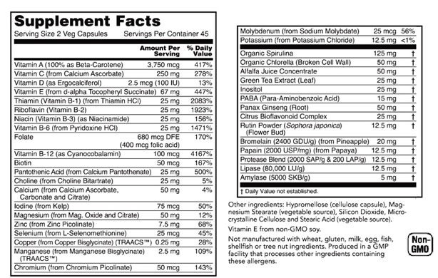 Body Boost Supplement Label