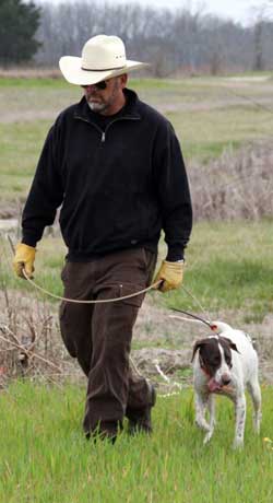 Steve walking a dog