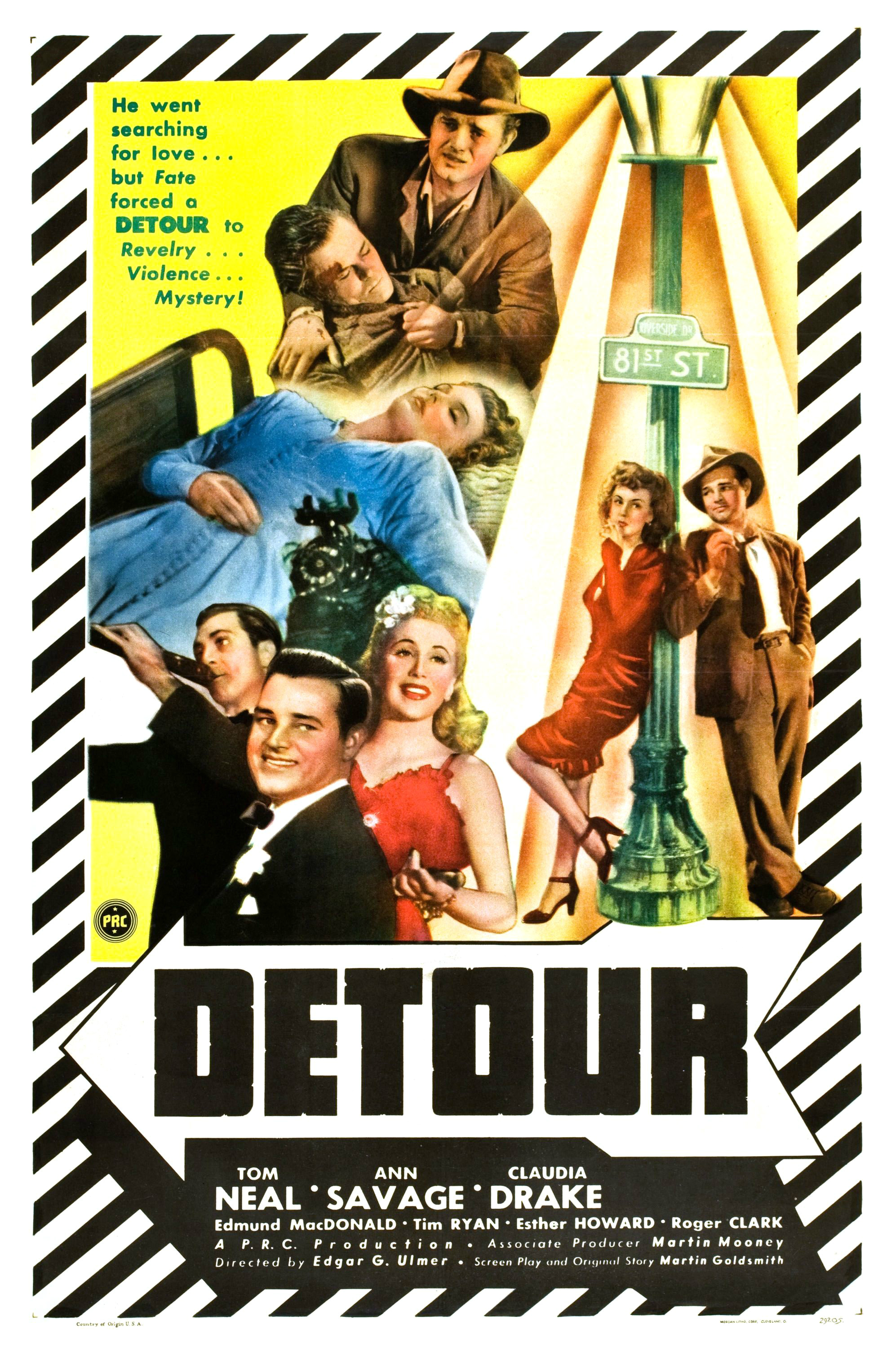 Original theatrical poster for the 1945 film noir Detour