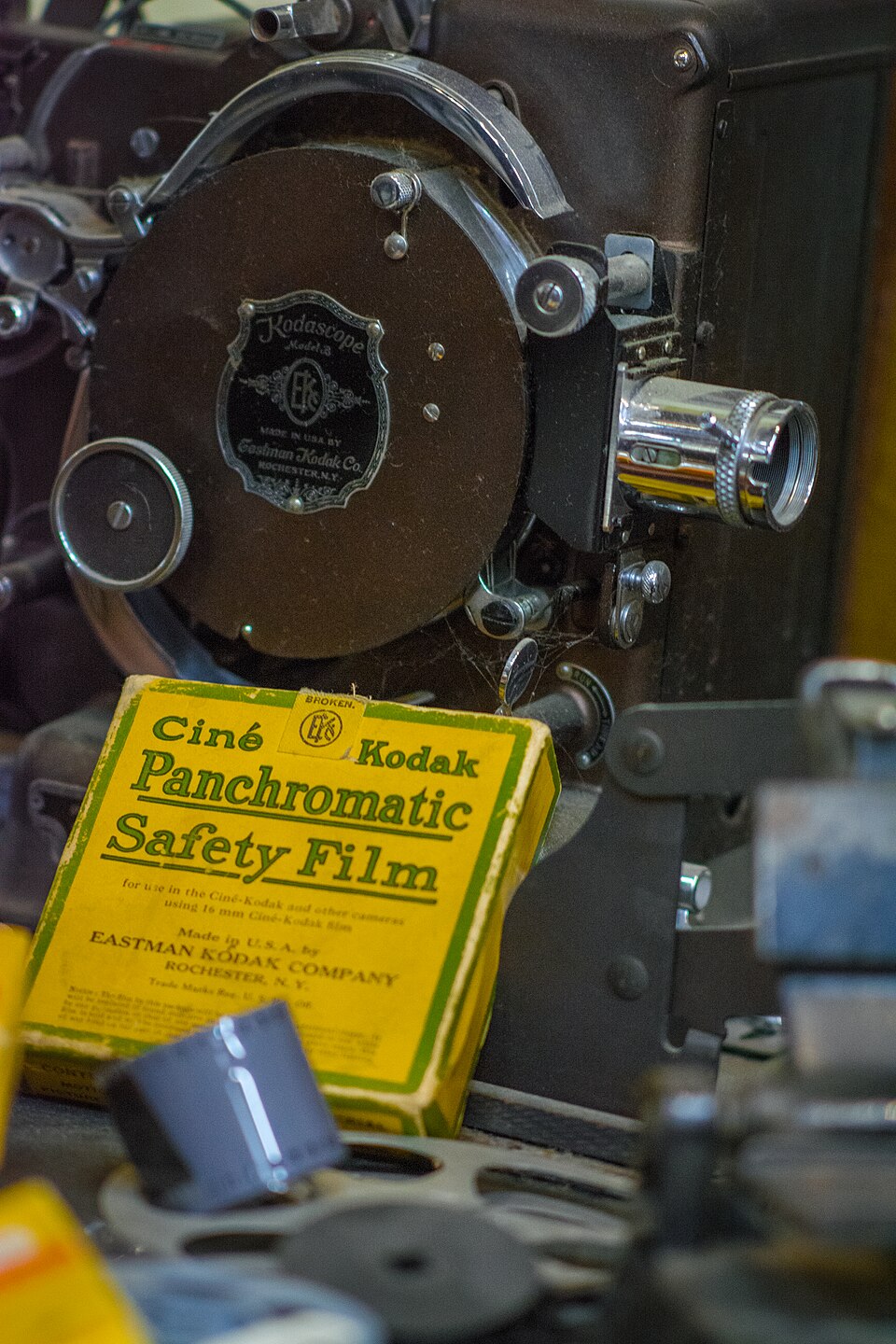 Kodascope Model B 16mm projector with Panchromatic Safety Film