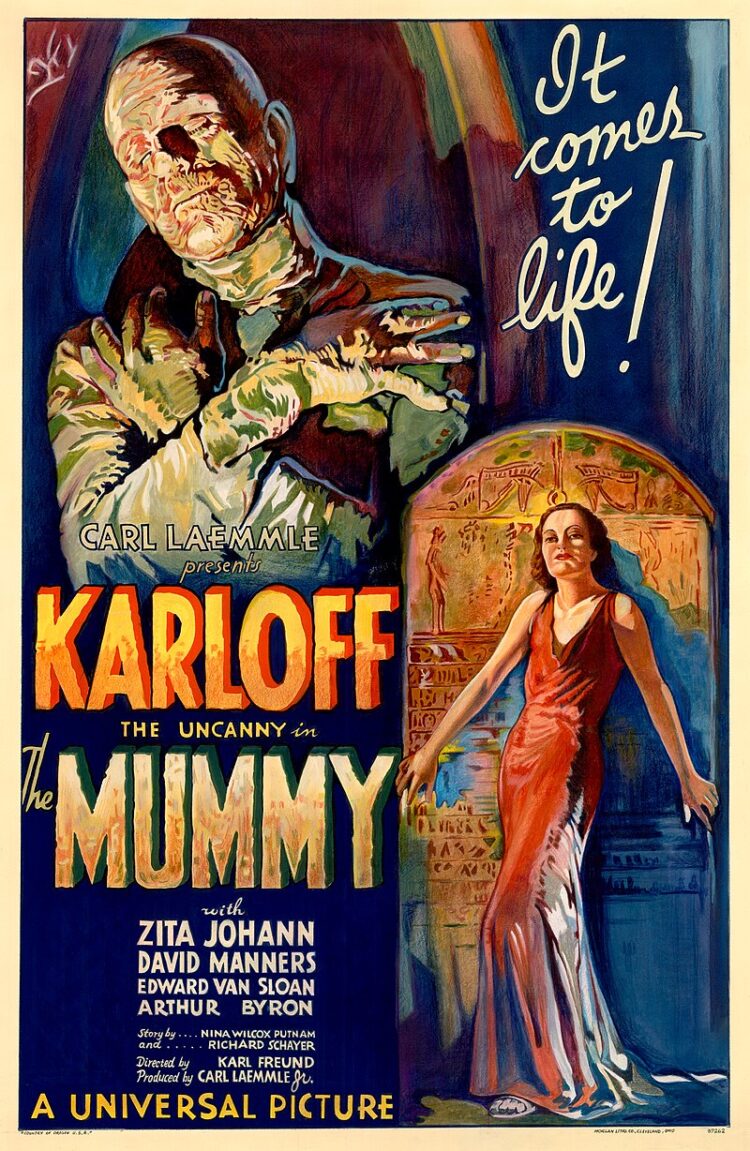 Karoly Grosz movie poster for The Mummy from 1932 starring Boris Karloff