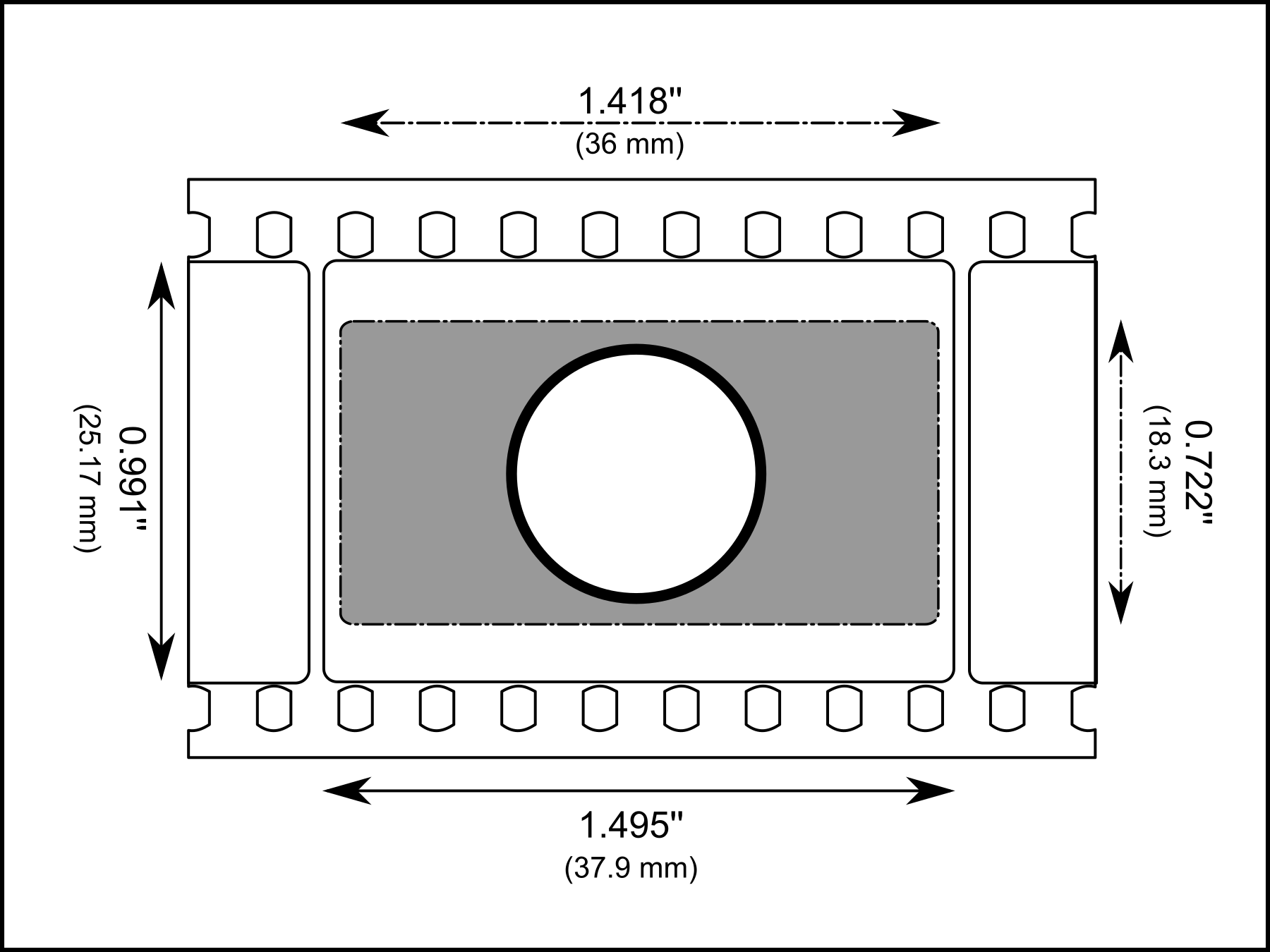 VistaVision film running horizontally through a motion-picture camera
