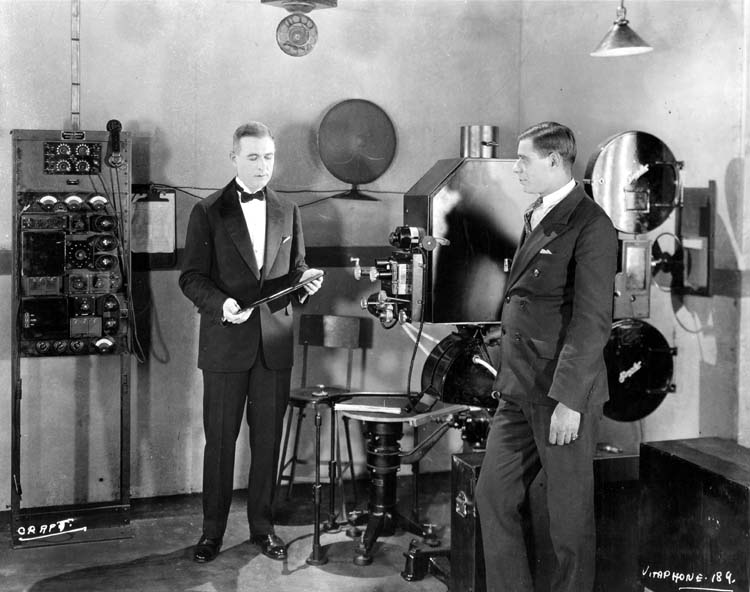 Western Electric engineer demonstrating the Vitaphone sound-on-disc system in 1926