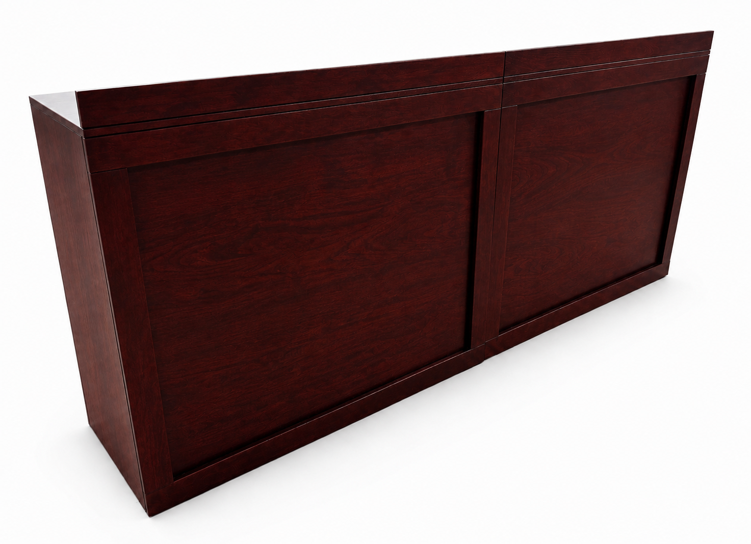 Front view of HT Design Back Row Bar in previously offered Cherry Mahogany finish