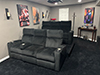 ht design addison home theater seating black microfiber two rows of 3 sofa w/portable armrest accessory