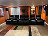 ht design addison black leather row of 6 with middle loveseat media room seats