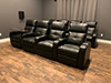 clark straight rows of 4 home theater seating with tray tables