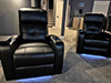 ht design clark 2-arm recliner theater seats with tray table led cupholders and baselighting