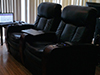 ht design devonshire home theater seating row of 2 with tray tables