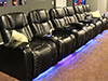 ht design hamilton straight row with loveseat, portable armrest accessory, led cupholders & baselighting, and tray tables